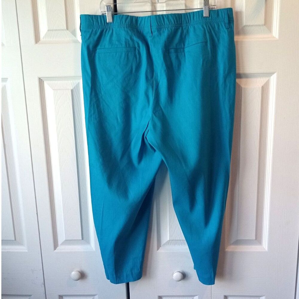 J Jill XL Petite XLP Linen Stretch Cropped Pants Turquoise Aqua - Picture 3 of 5
